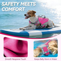 VIVAGLORY Dog Life Vest Neoprene Dog Swim Vest, M - Pink / M: 22-26in (Ribcage Girth) - image 2