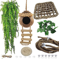 Leopard Gecko Coconut Hut with Ladder - 【Style C】