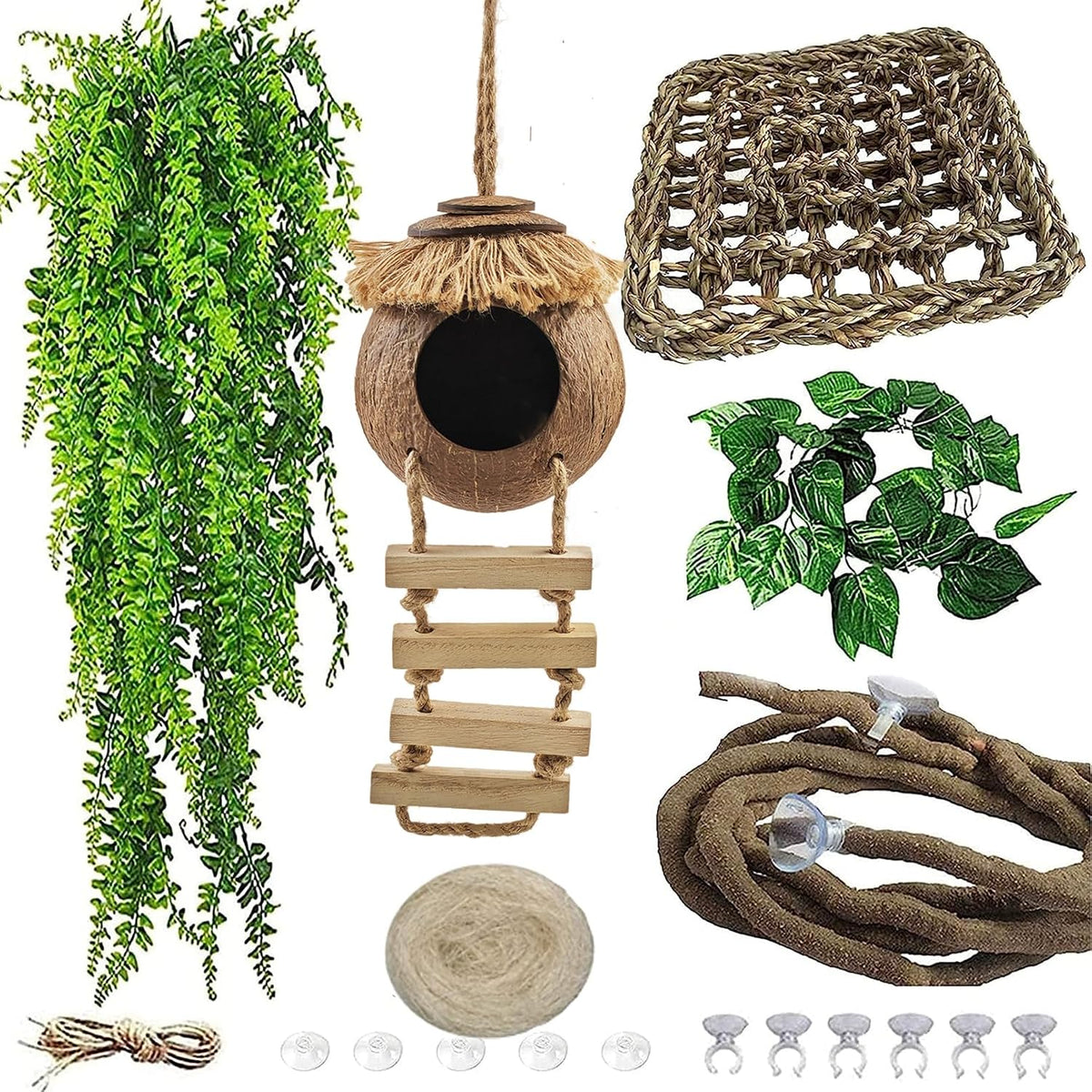 Leopard Gecko Coconut Hut with Ladder - 【Style C】
