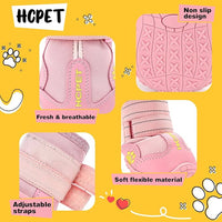 Hcpet Dog Shoes, Dog Boots for Small Dogs, Breathable Medium Dog Booties Paw Protector for Summer Hot Pavement, Winter Snowy Day, Outdoor Walking, Indoor Hardfloors Anti Slip Sole Pink Size 3