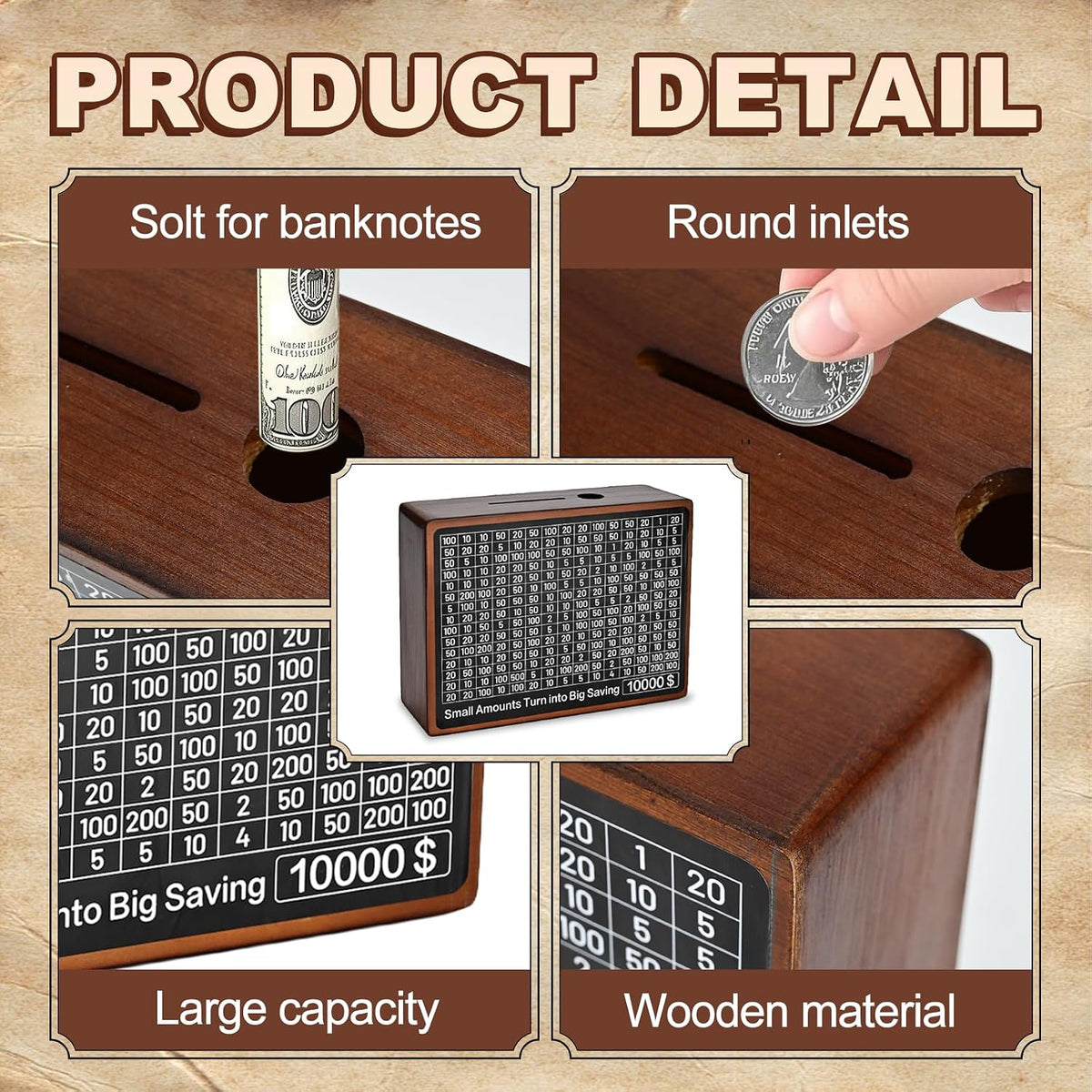 10000 Savings Challenge Box - Brown - image 4
