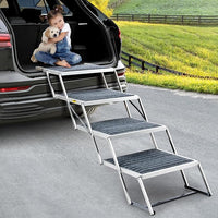 Dog Stairs for Car, Extra Wide Stairs for Large Dogs, Pet Steps Aluminum Foldable Dog Steps for Cars and SUV, High Beds, Trucks, Supports up to 200 lbs (Extra Wide-4 Steps)