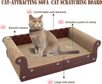 Scratching Sofa, Couch Shaped Thick Scratching Cardboard, Lounge Bed for Indoor Rest&Play, Sofa Scratcher Pad (Brown, 22.4" L X 12.2" W X 6.3" H)
