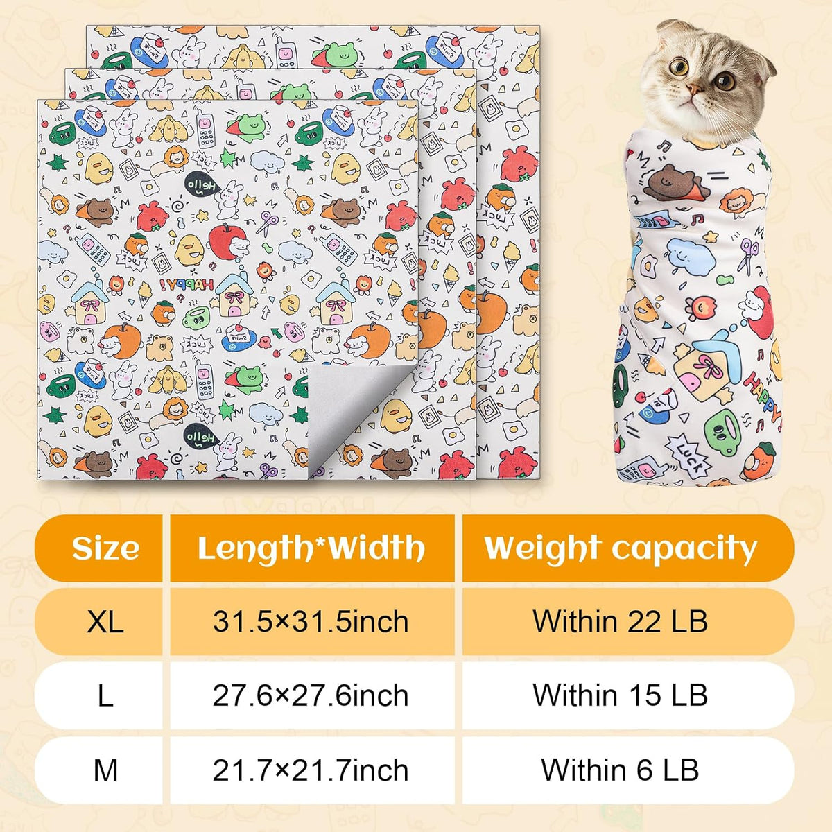 27.6 in Self-Adhesive Cat Grooming Wrap for Nail Clipping – Essentials for Cats - White / 31.5 inch - image 2