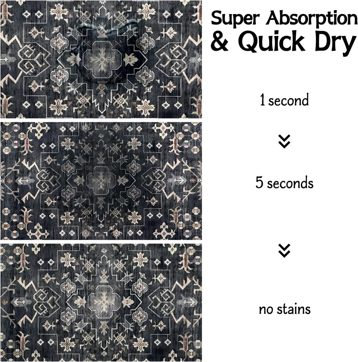 Pet Food Mats for Floor, Absorbent Dog Mat for Food and Water Dispenser Mat, Dog Food Mat Quick Dry - Grey / 24"L x 16"W - image 3
