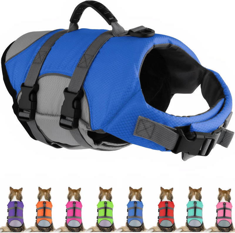 Mklhgty Hawaiian Dog Life Jacket - Blue / X-Small