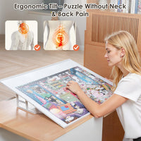 WELGEE 1000 Pieces Tilting Puzzle Board with Stand - White - image 2