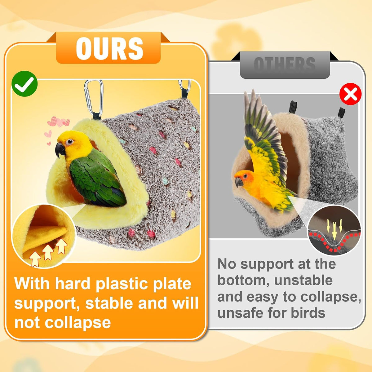 Medium Winter Warm Bird Nest House with Support Board for Cage – Essentials for Birds - Medium - image 2