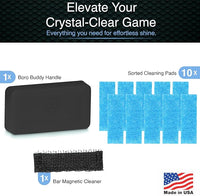 SNOWTREE Magnetic Glass Cleaner BoroBuddy | Glass Pieces, Bottles, Vases | Compact Design for Tighter Spaces & Smaller Glass Pieces | Double Sided | Black