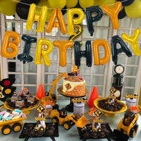 TONIFUL 16 Inch Black Happy Birthday Balloons Banner Decorations - Gold Orange Black - image 3