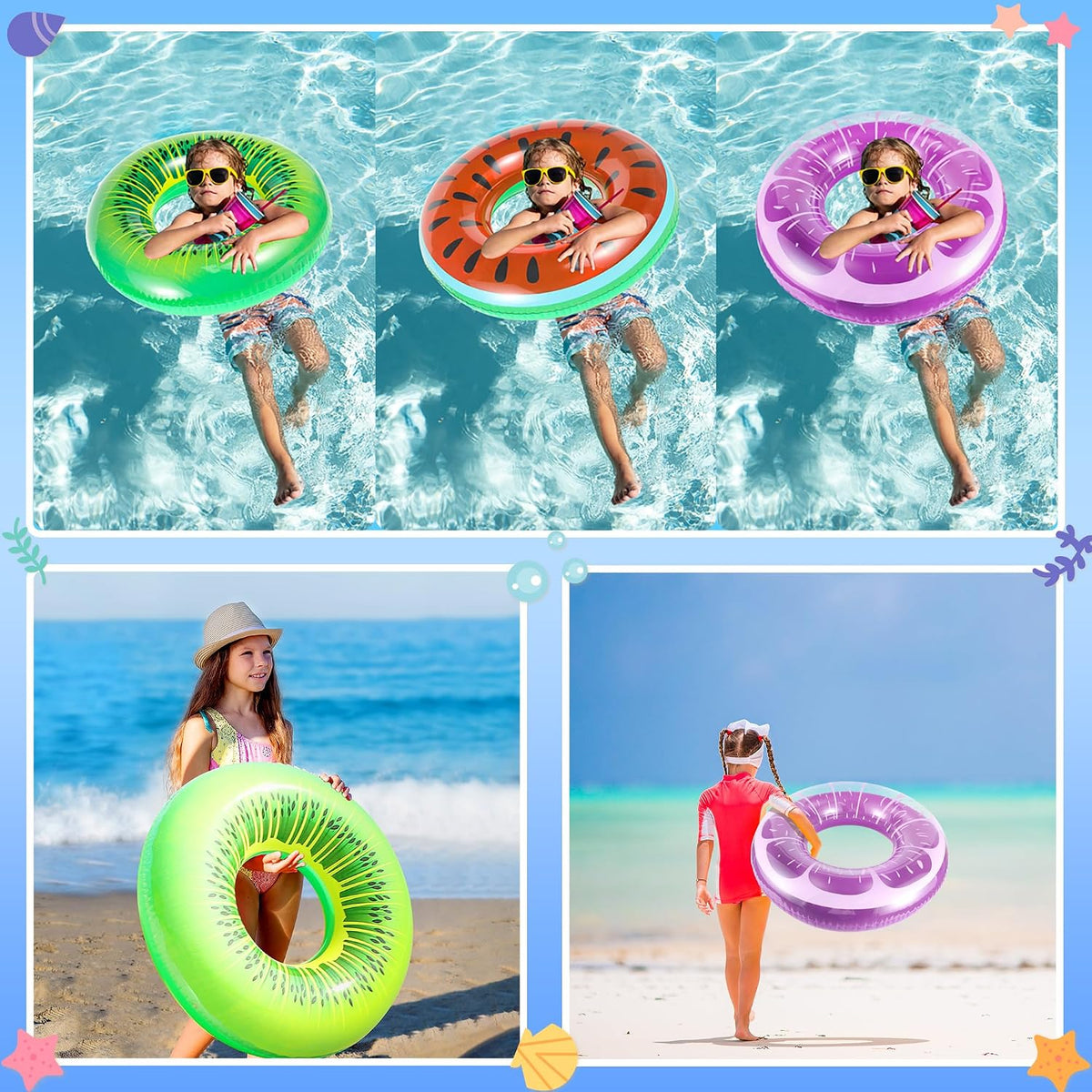 FindUWill Pool Floats Kids, Pool Swim Tubes Rings - Grape Purple - image 3