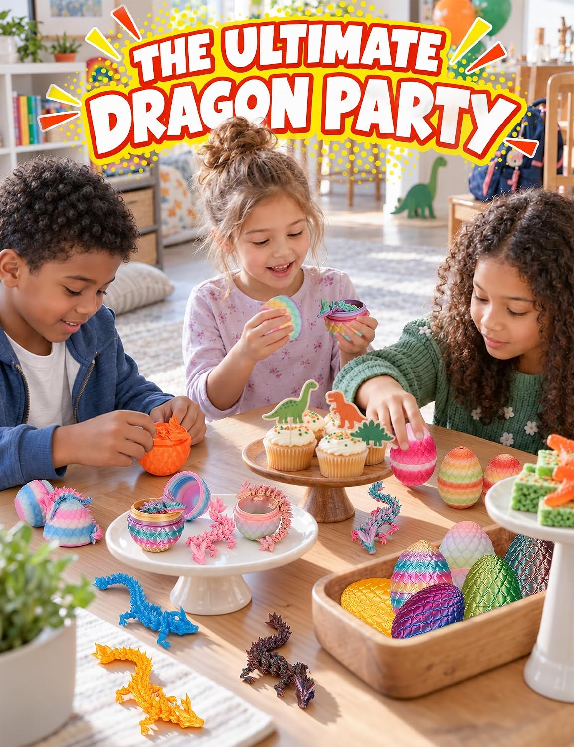TBOLINE 16 pack dragon eggs with 3D printed articulated dragons and basket - view 7
