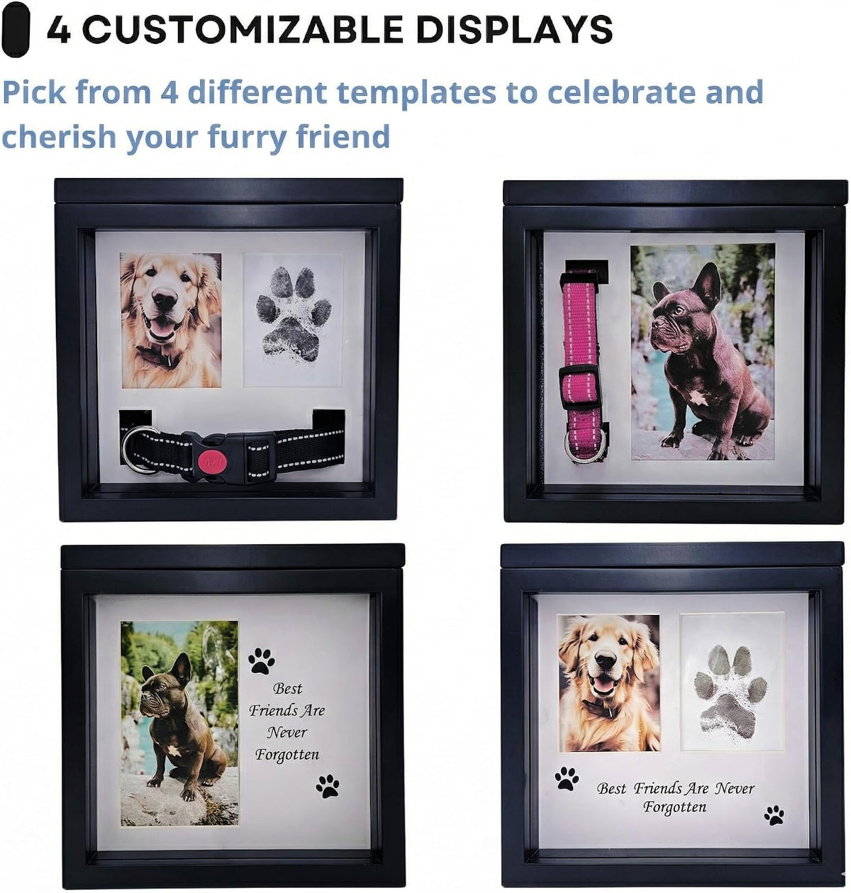 Black Dog Urn for Ashes 4 Customizable Displays Ink Paw Print Kit – Essentials for Dogs - Black Large - image 4