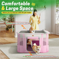 Foldable Pet Playpen, Cat & Puppy Playpen - Pink / 1 / Small(29.5''×22.8''×16.5'') - image 4