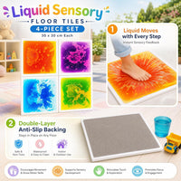 edusense 4 pack of 11.8 inch liquid sensory floor tiles with moving multicolor gel and non-slip base - view 15
