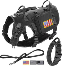 Forestpaw Tactical Dog Harness for Large Dogs, Military, L - S:Chest 17-25",Fit 20-35lbs / Black