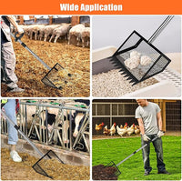 Chicken Poop Scooper and Rake with Ergonomic Handle, 2 in 1 Large Metal Chicken Coop Scoop for Poop with Adjustable Stainless Steel Pole, Sand Sifting Shovel for Chicken Coop Accessories