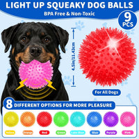 36 Pcs 2.5 in Squeaky Dog Toy Balls Spiky Dog Balls Chew Toy - 4.5in / LED – 9 Pcs - image 2