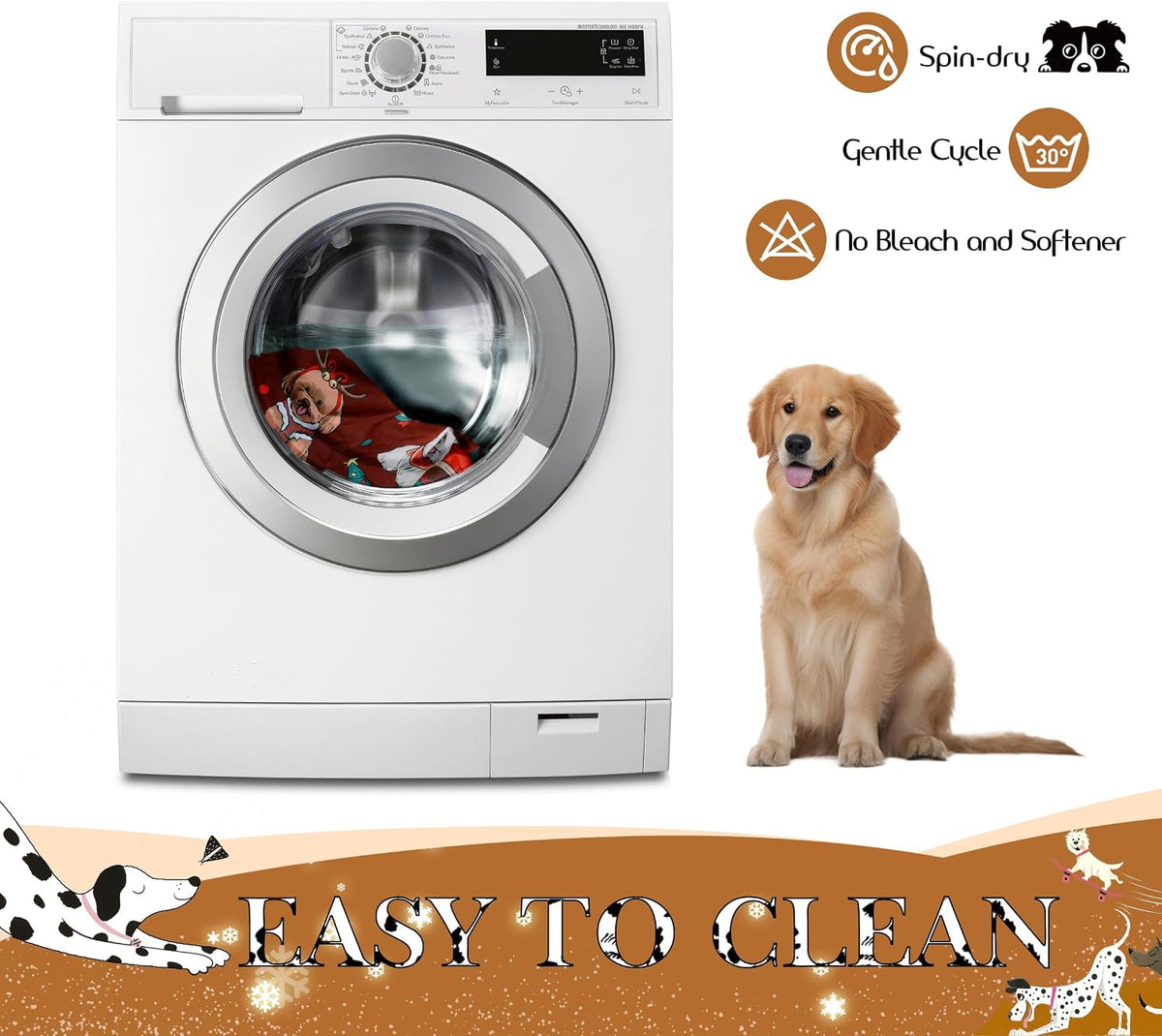 Round Dog Bed Cover Washable Elastic Edged 30×9.8 Inch – Essentials for Dogs - 30*30*9.8 Inch / Christmas DR - image 4