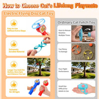 Cat Toy Disc Launcher, Rechargeable Interactive Cat Fetch Toy Launcher with 8 Flying Discs, Flying - Red-1 - image 2