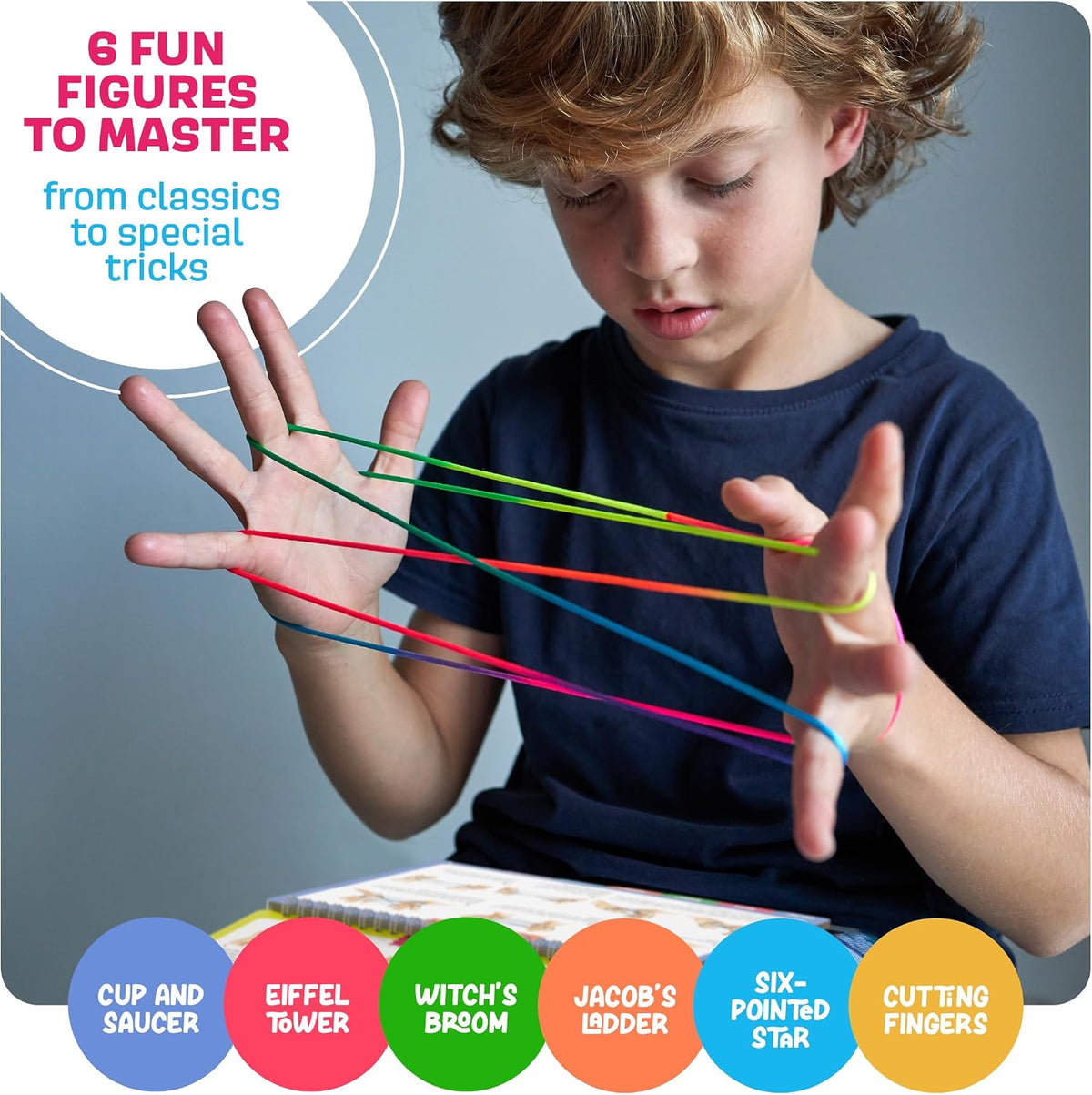 Dan&Darci cat's cradle string game kit with rainbow string and instruction book - view 3