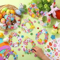 Hollowfly Thanksgiving paper wreath craft kits with gem stickers, ribbons and wool balls - view 29