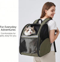 Cat Backpack Carrier for Small Dogs and Medium cat Puppy Kitten Bunny - DarkGreen / 12.9"L x 10.6"W x 15.5"H - image 2