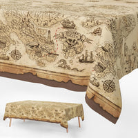 FUN RACCOON pirate party tablecloth with vintage treasure map and pirate ships print - view 6