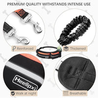Hands-Free Waist Leash with Pouch for Two Dogs: Reflective Stitching, Dual Handle & Bungee Retractable Design – Ideal for Medium to Large Dogs (Orange) – Dog Walking Accessories