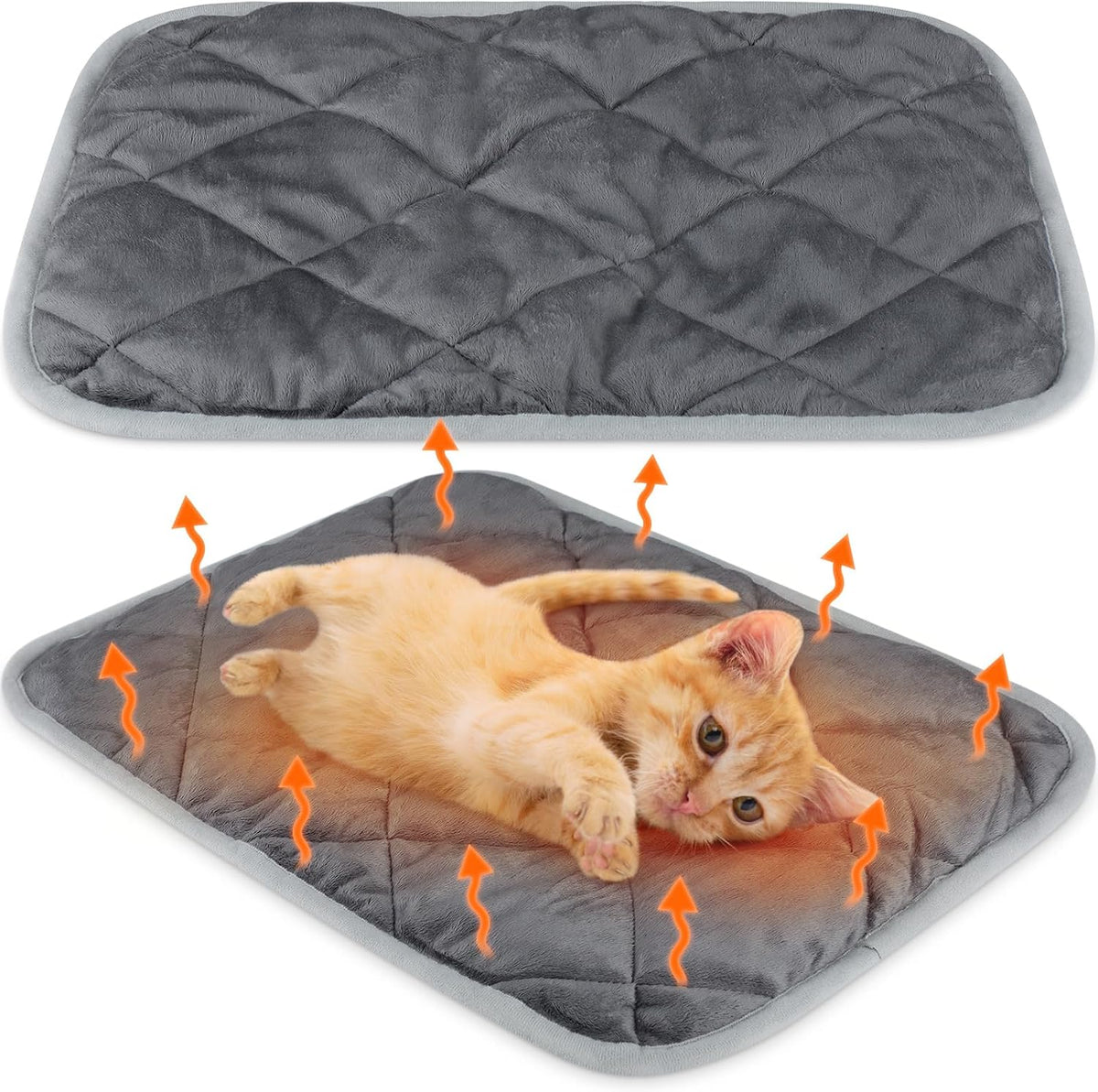 2 Pack Self Warming Cat Bed Thermal Pet Mat - 16 x 20 inches / Gray