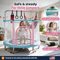 Happin 55’’ Trampoline for kids Safety Enclosure - Pastel Pink & Blue / Adventure - image 3