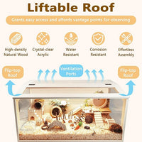 Prolee Hamster Cage with Legs Chew Proof Hamster Habitat Guinea Pig Cages, Hamster House, Hamster Cages and Habitats (32" L x 16" W x 40" H, Thick Wood Roof)