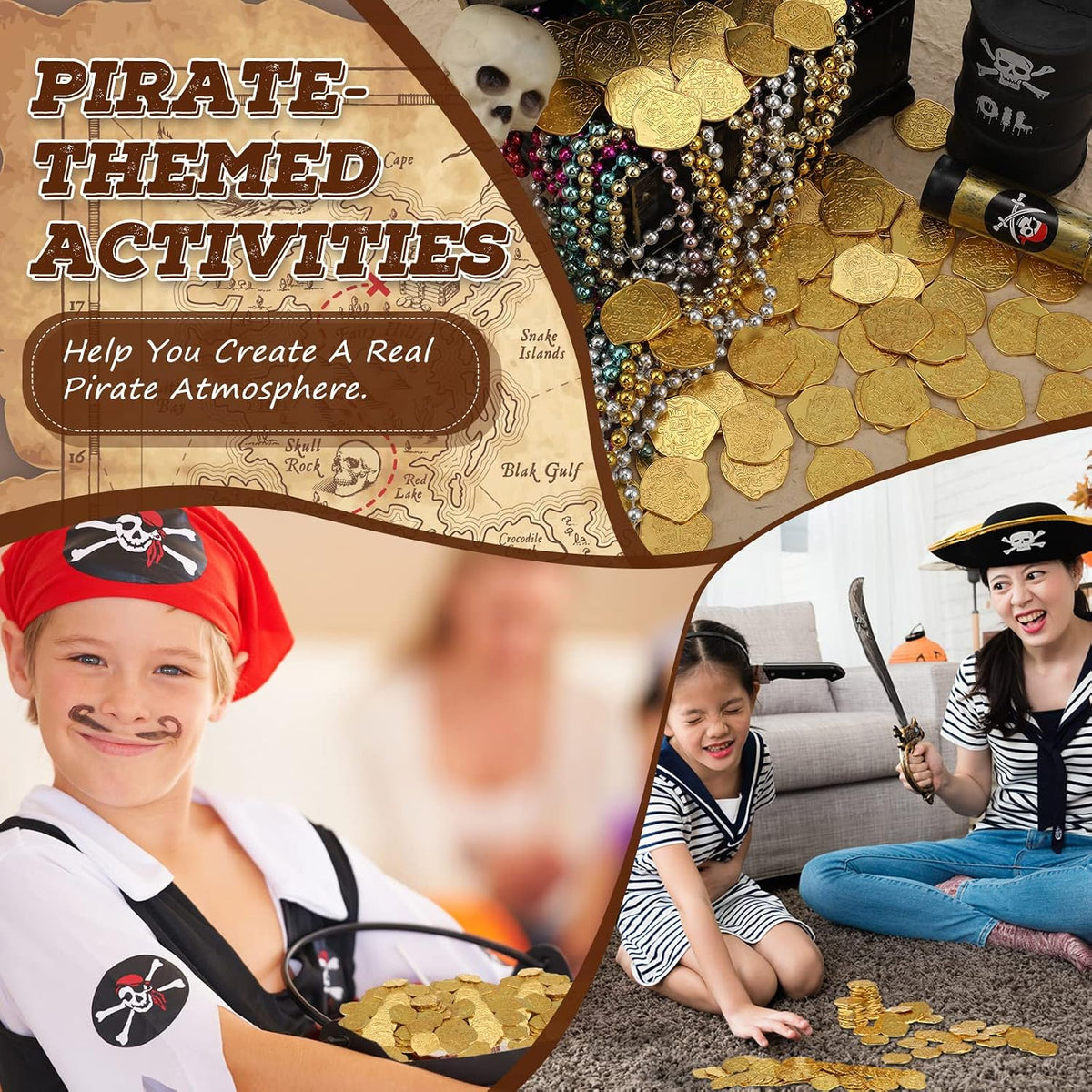 Hanaive 100 Pcs Metal Pirate Treasure Coins - Gold / Irregular - image 4
