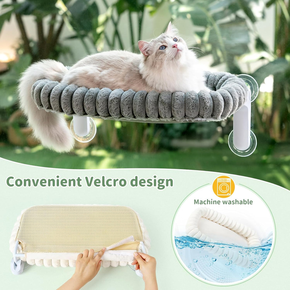 Sunhoo Foldable Cat Window Perch - Gray / 23.62"L x 11.8"W x 9.45"TH - image 3