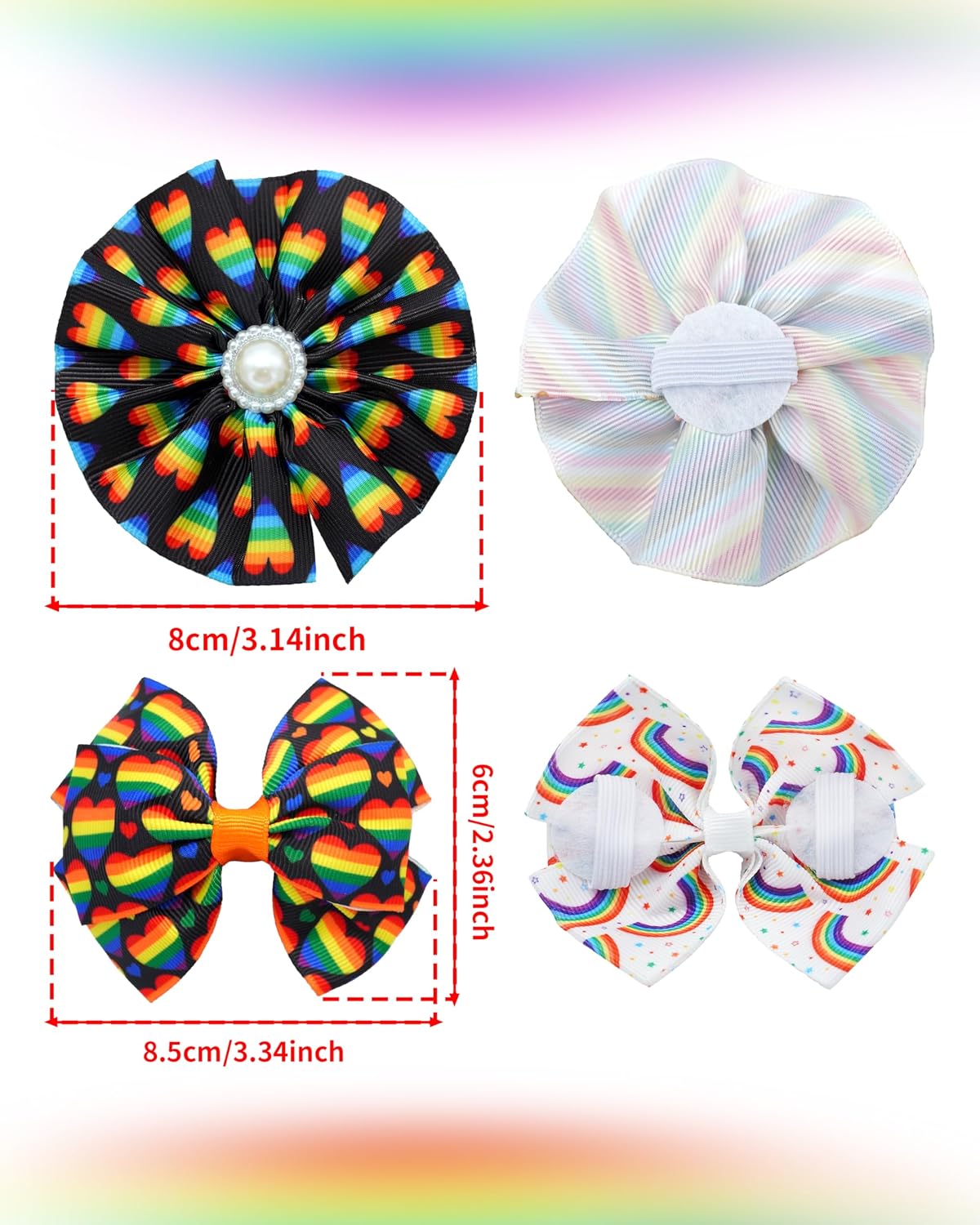 PET SHOW Holiday Dog Bowties Flowers for Small Dogs Slide on Collar – Essentials for Dogs - Rainbow-12pcs - image 2