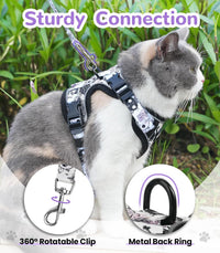 Cat Harness and Leash Set, Escape Proof Kitten Harness, Black - H604 Pro Moonlight Meow / Medium (13-18lb) - image 4