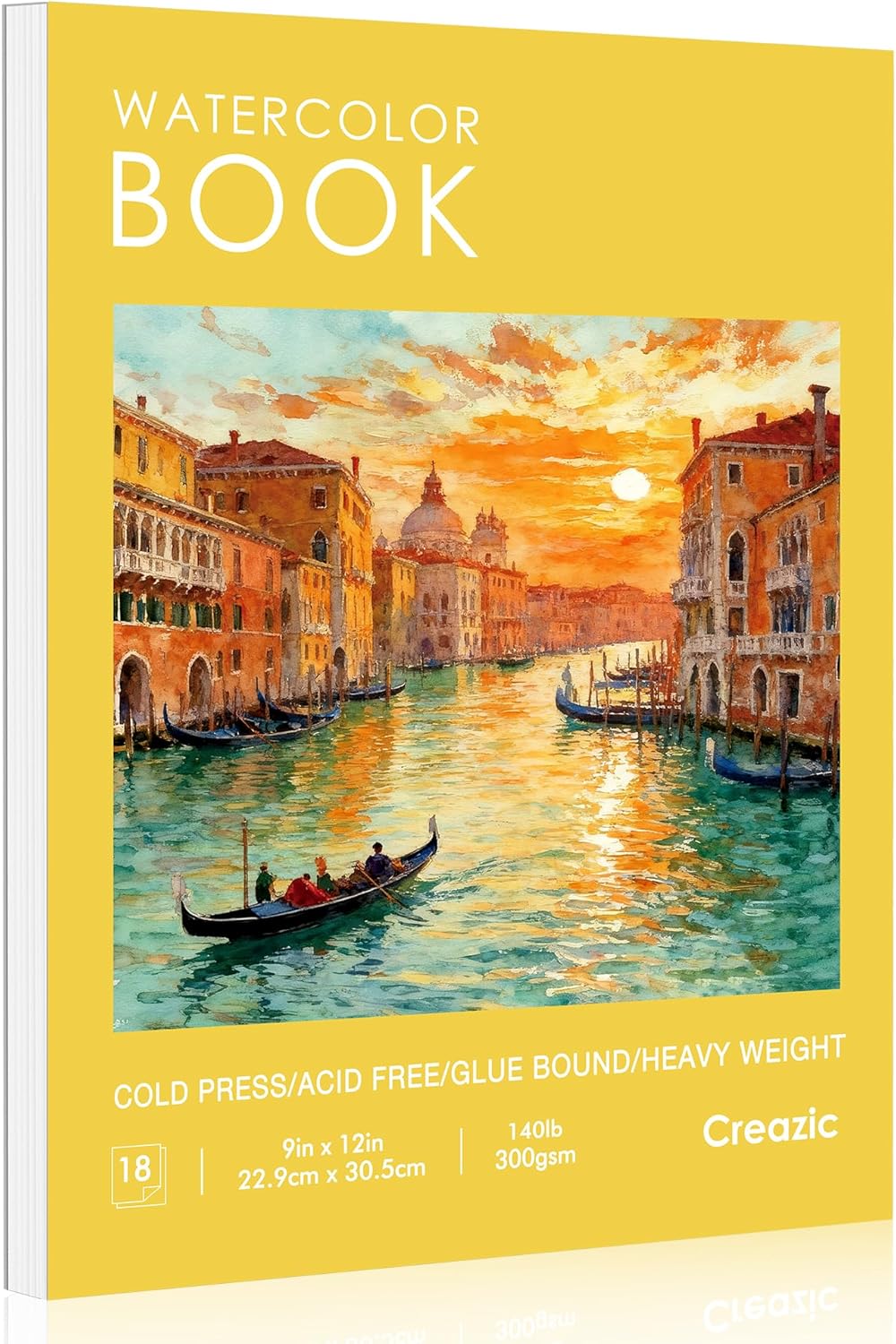 Watercolor Paper Pad, 5.5"x8.5”, Spiral, Bound with Tear - Yellow / 9" x 12" Glue Bound