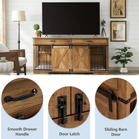 72.5" Extra Large Furniture Style Double Dog Crates for Large Breeds, XXL Wooden Dog Kennel Furniture with Drawers, Divider, Water Resistant & Barn Door for 2 Dogs, Rustic Oak