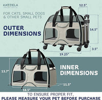 Katziela Pet Carrier - Airline Compliant Dog Carrier - TSA Approved Pet Carrier for Small Dogs and Cats - Soft FAA Travel Airplane Dog Carrier Luggage (Grey/Brown-Pro)