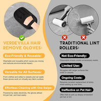 Pet Hair Remover, 2025 Upgrated Five-Finger Electrostatic Pet Hair Removal Gloves, Cat & Dog Hair Remover for Couch, Furniture,Clothing, Animal Fur Removal Tool, Cat Grooming Gloves-1PCS