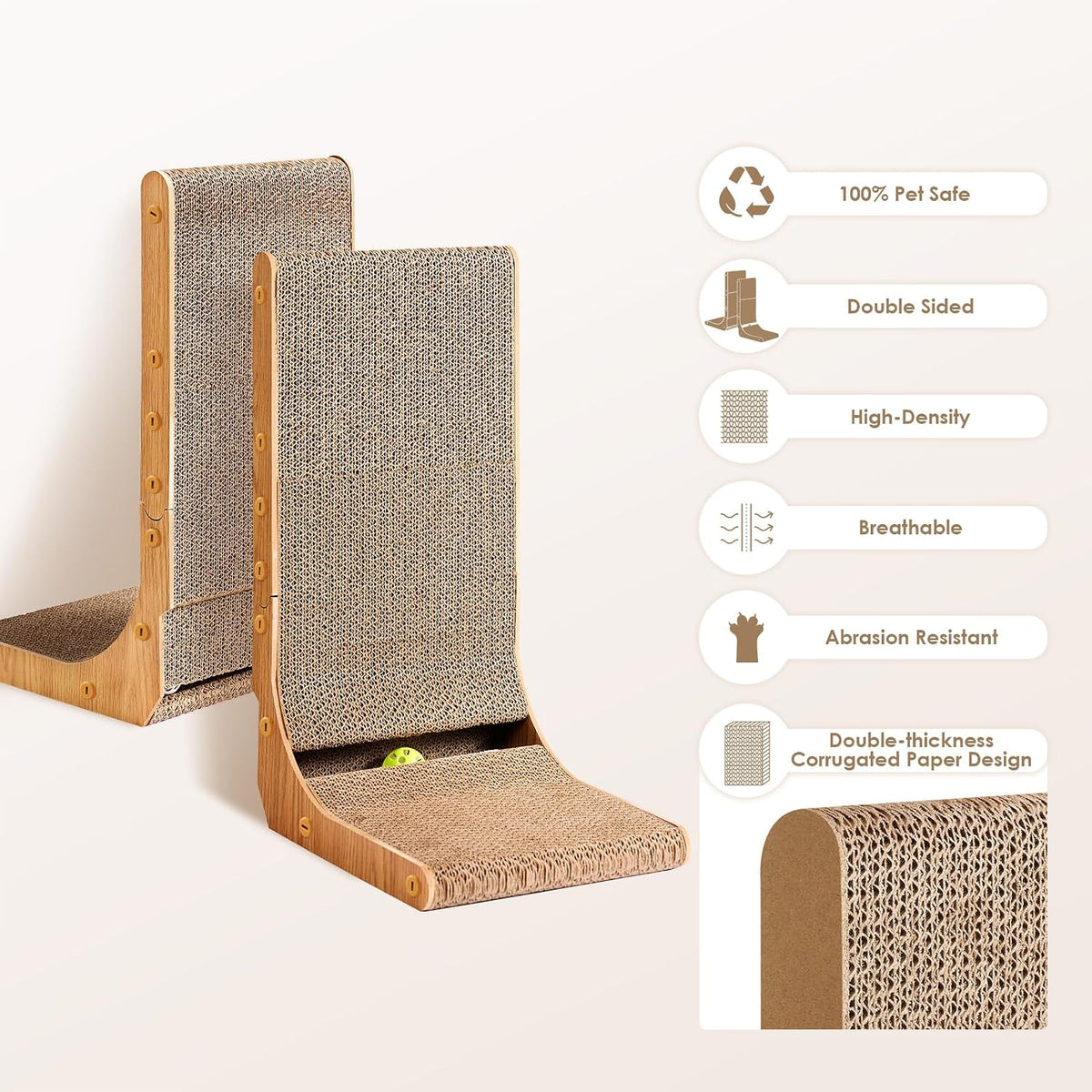 EHEYCIGA Cardboard Cat Scratcher for Indoor Cats - Brown / 16.6x11.2x26.8 - image 2