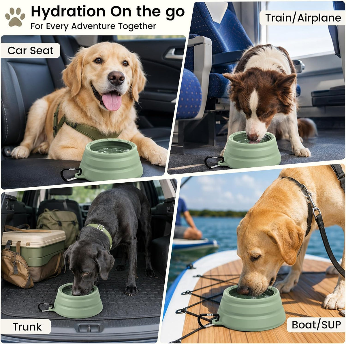 OHMO Spill Proof Collapsible Dog Bowl - 34oz / Sage Green - image 3