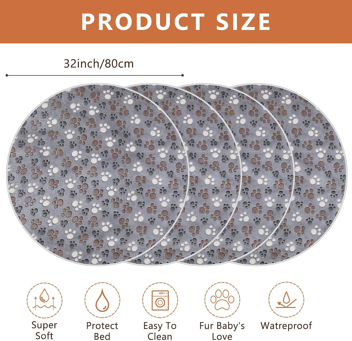 4 Pack Washable Whelping Pad Whelping Supplies Absorbent Reusable - Gray / 32 Inch - image 2