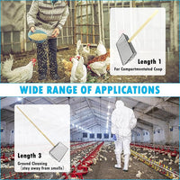 PINVNBY Stainless Steel Chicken Poop Scooper 3 in 1 Adjustable Wooden Handle Poop Scooper for Chicken(18.1" to 42.1")Multifunctional Chicken Coop Cleaning Tools Sifting Shovel Chicken Coop Accessories