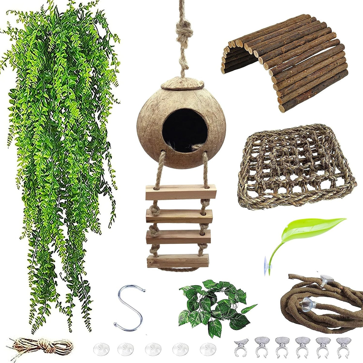 Leopard Gecko Coconut Hut with Ladder - 【Style E】