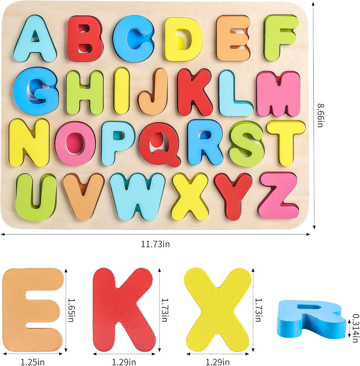 Aile Toddler Wooden Preschool Learning Shape Peg Puzzle Board Toys – Fun for Kids & Family - Alphabet Puzzle - image 2