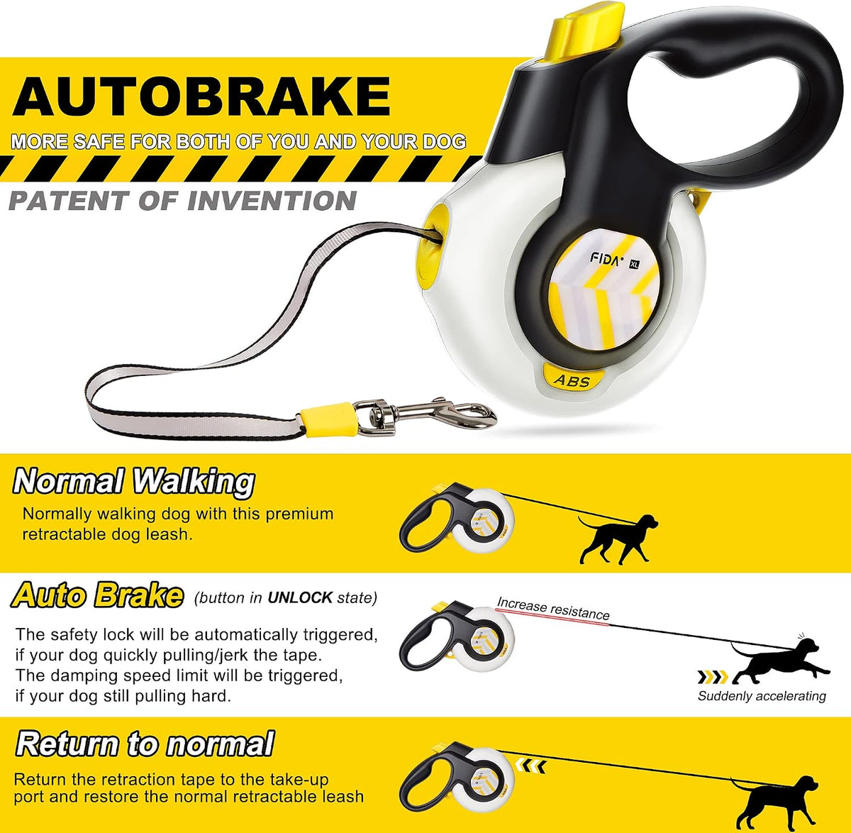 Fida AutoBrake Heavy Duty Retractable Dog Leash - Small, 16ft - image 2