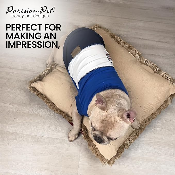 Parisian Pet Embroidered 'Worlds Champion' Dog Shirt - Lightweight Sleeveless Color Block Tee - Machine Washable for Small Dogs
