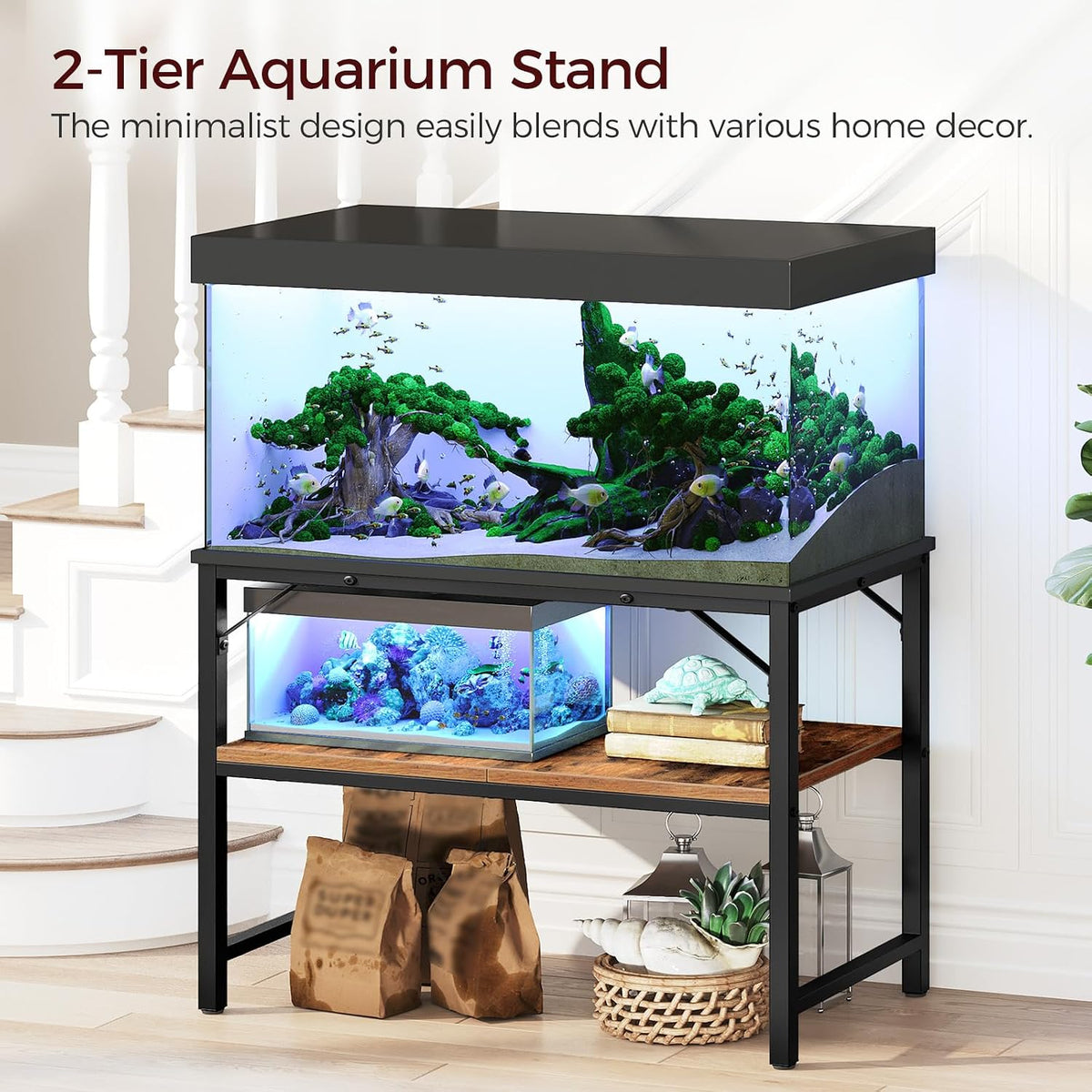 MAHANCRIS 20 Gallon Fish Tank Stand - Rustic Brown / 40-50 Gallon - image 3