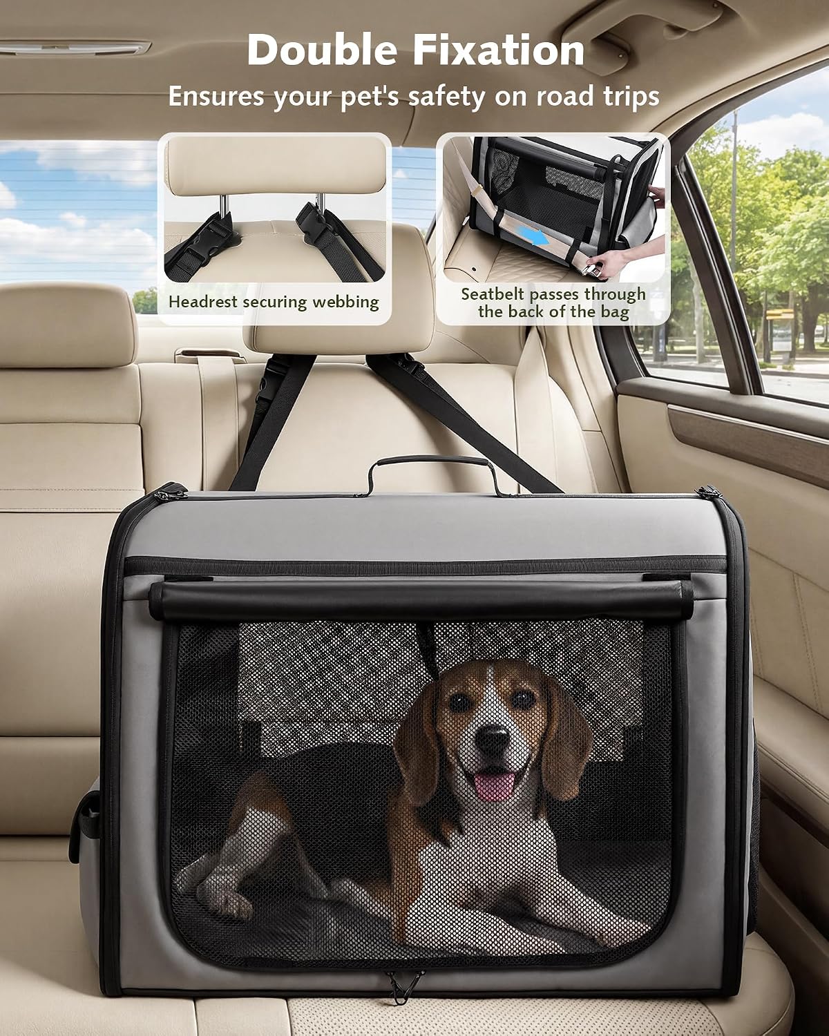 Dog Car Carrier Light Weight 24×17.7×20.5in - Gray / 27.0"L x 20.5"W x 20.5"H - image 3